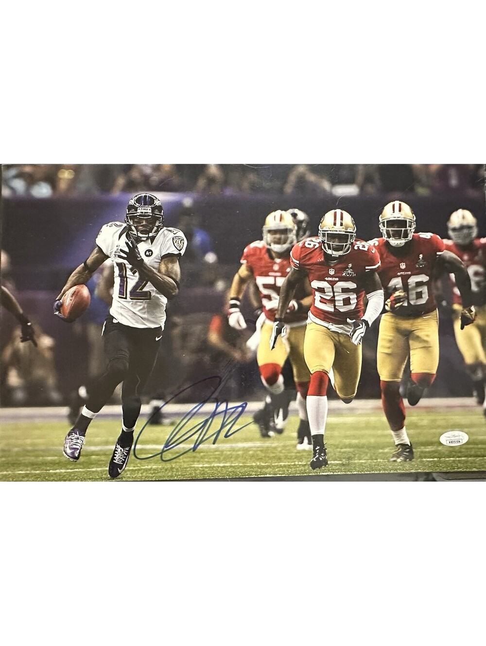 Jacoby Jones Baltimore Ravens Signed Original Photo Super Bowl XLVII 108-Yd TD